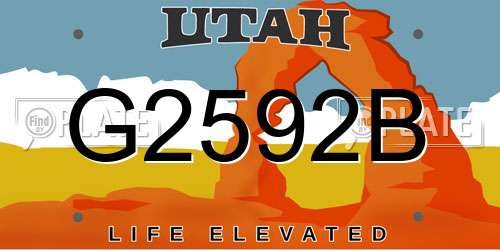 G2592B Utah License Plate