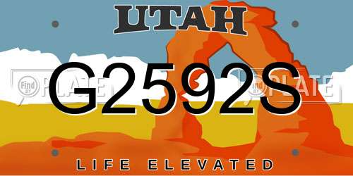 G2592S Utah License Plate