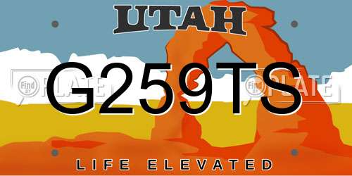 G259TS Utah License Plate