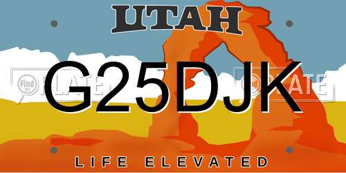 G25DJK Utah License Plate