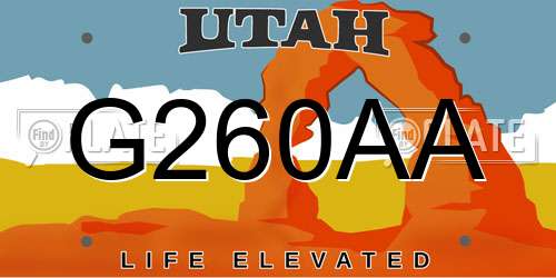 G260AA Utah License Plate