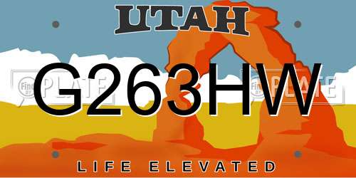 G263HW Utah License Plate
