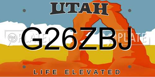 G26ZBJ Utah License Plate
