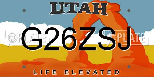 G26ZSJ Utah License Plate
