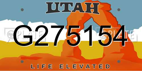 G275154 Utah License Plate