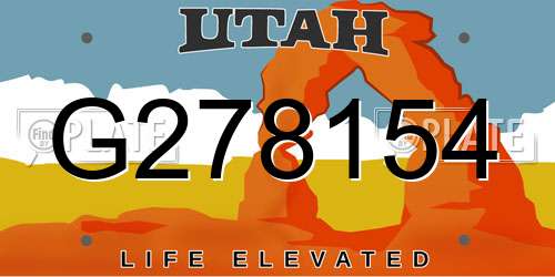 G278154 Utah License Plate