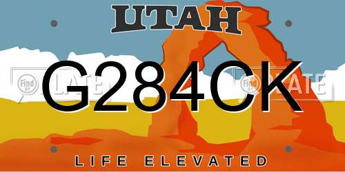 G284CK Utah License Plate