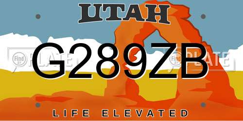 G289ZB Utah License Plate
