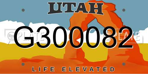 G300082 Utah License Plate