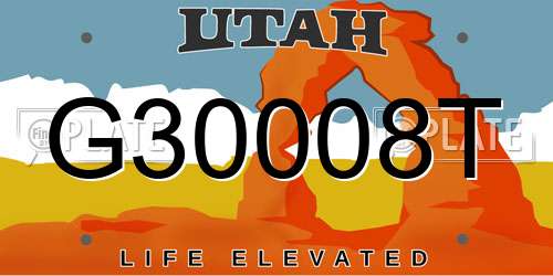 G30008T Utah License Plate