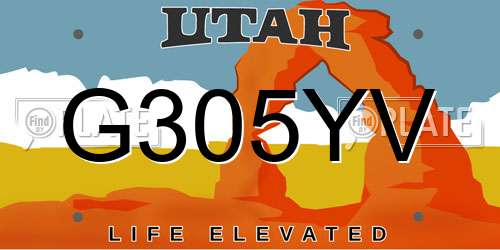 G305YV Utah License Plate