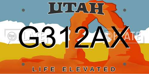 G312AX Utah License Plate