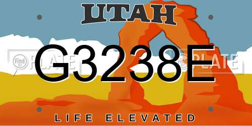 G3238E Utah License Plate