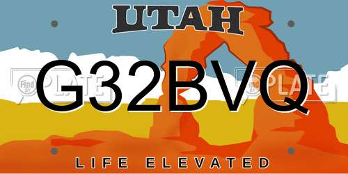 G32BVQ Utah License Plate