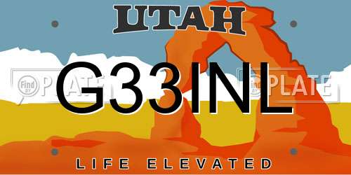 G33INL Utah License Plate