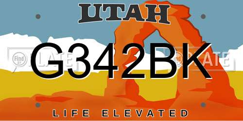 G342BK Utah License Plate