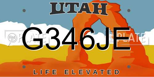 G346JE Utah License Plate