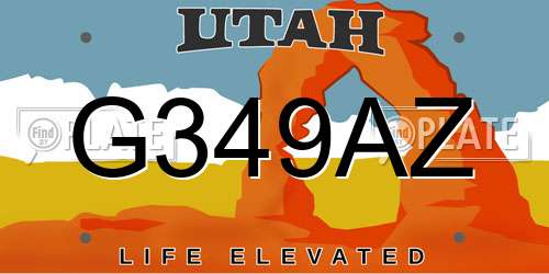 G349AZ Utah License Plate
