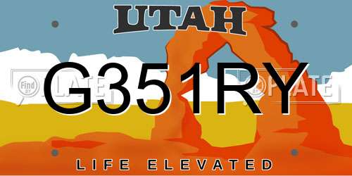 G351RY Utah License Plate