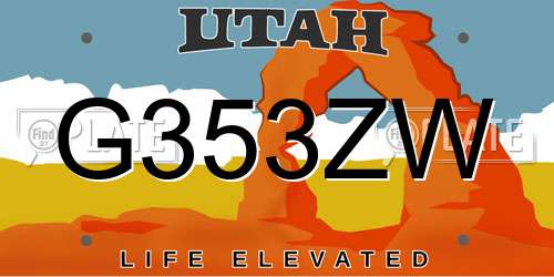 G353ZW Utah License Plate