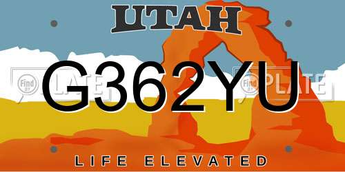 G362YU Utah License Plate
