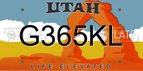 G365KL Utah License Plate