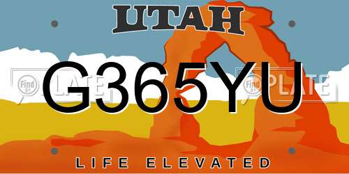 G365YU Utah License Plate