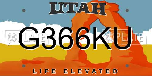 G366KU Utah License Plate