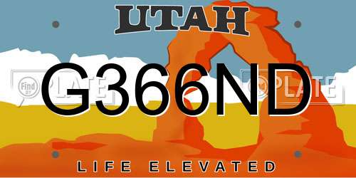 G366ND Utah License Plate