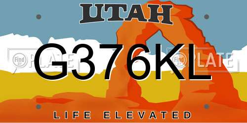 G376KL Utah License Plate