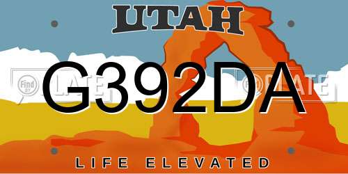 G392DA Utah License Plate