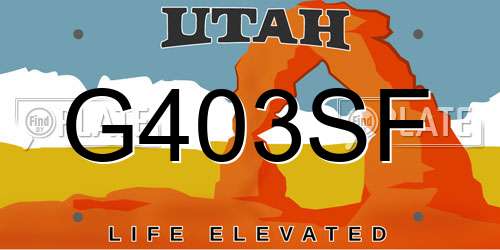 G403SF Utah License Plate