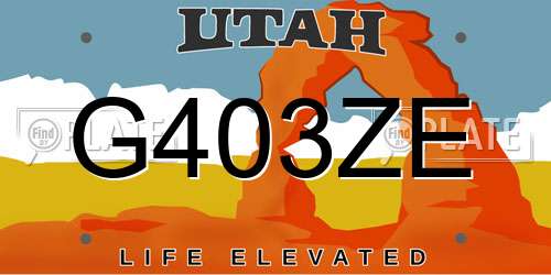 G403ZE Utah License Plate