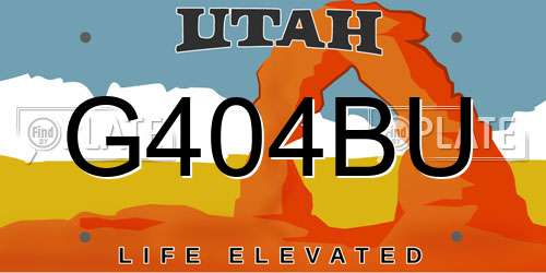 G404BU Utah License Plate
