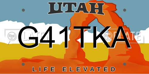 G41TKA Utah License Plate