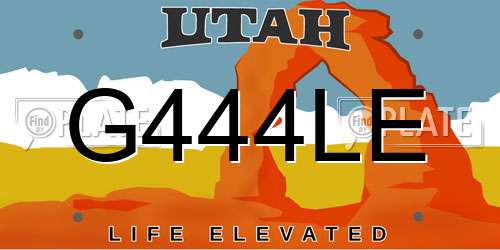 G444LE Utah License Plate