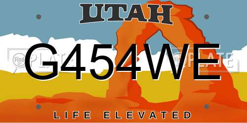 G454WE Utah License Plate