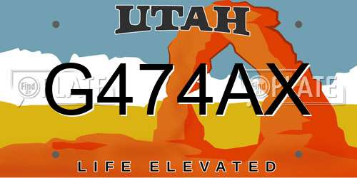 G474AX Utah License Plate