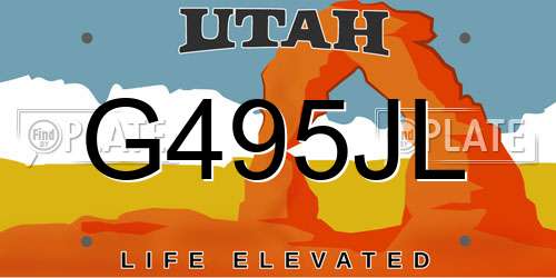 G495JL Utah License Plate