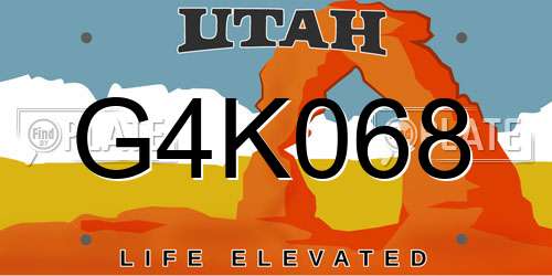 G4K068 Utah License Plate