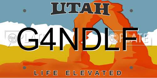 G4NDLF Utah License Plate