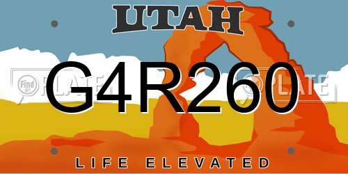 G4R260 Utah License Plate