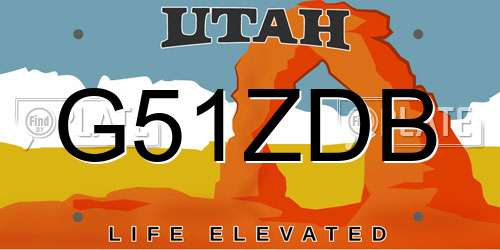 G51ZDB Utah License Plate
