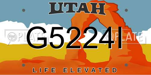 G5224I Utah License Plate