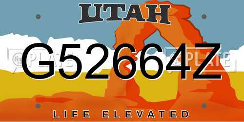 G52664Z Utah License Plate