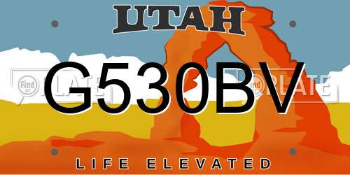 G530BV Utah License Plate