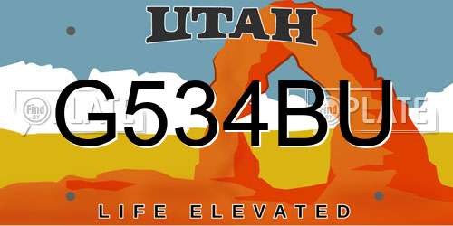 G534BU Utah License Plate