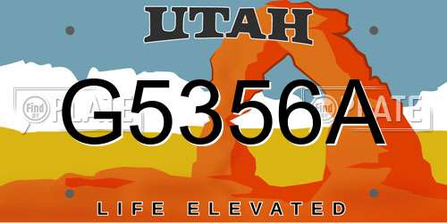 G5356A Utah License Plate