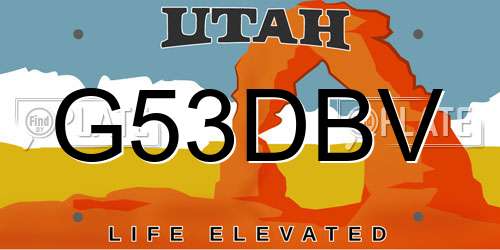 G53DBV Utah License Plate