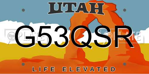 G53QSR Utah License Plate
